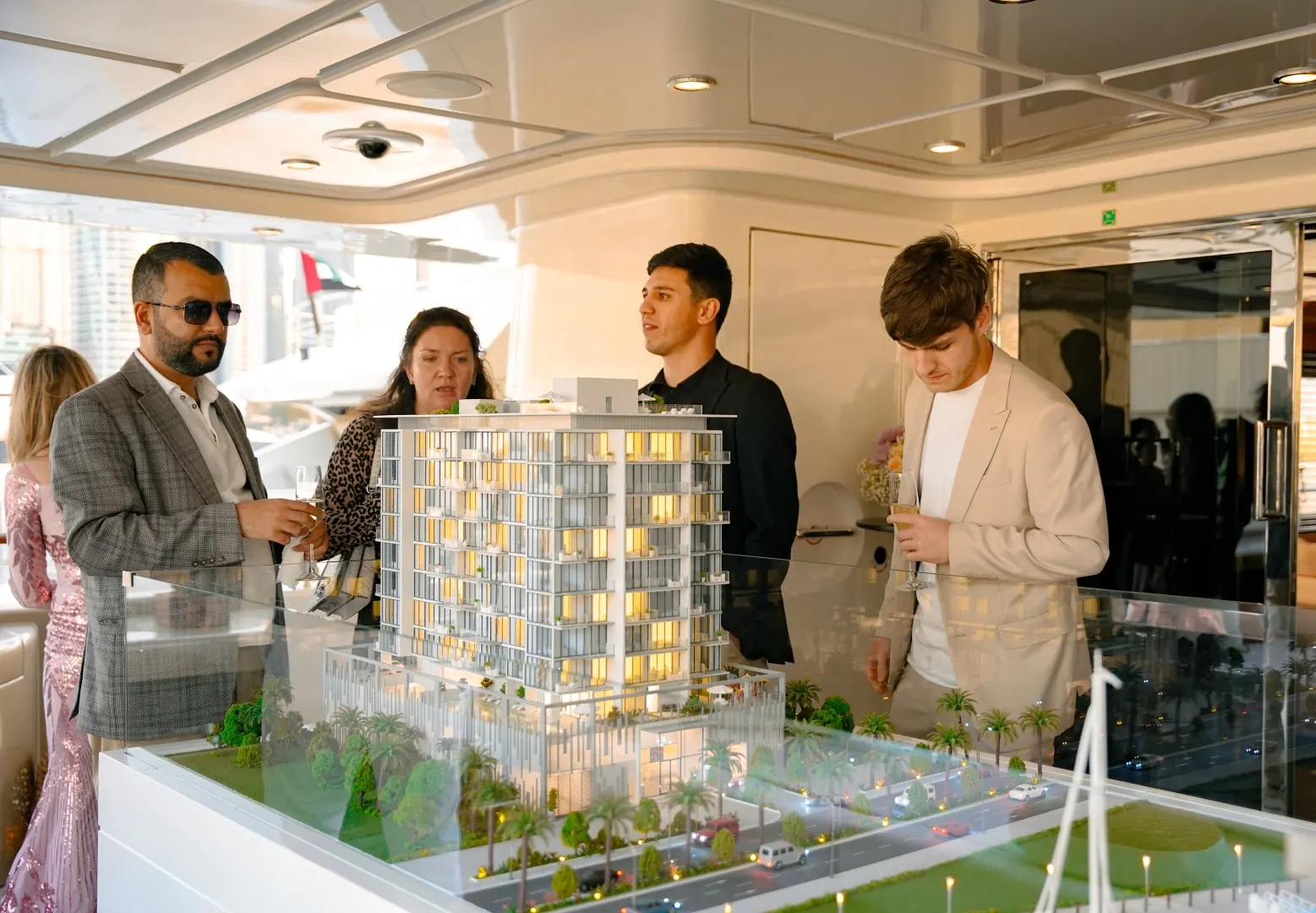 Guests around display
